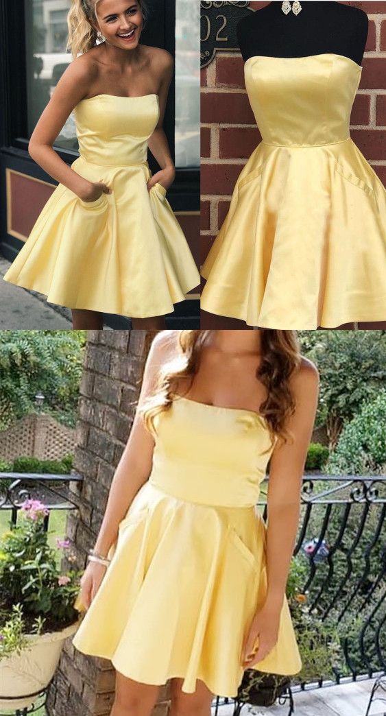 Homecoming Dresses Jamie Strapless Short Yellow 2024 Cheap CD2460