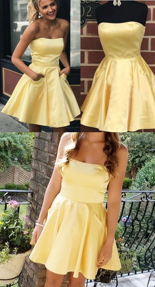 Homecoming Dresses Jamie Strapless Short Yellow 2024 Cheap CD2460