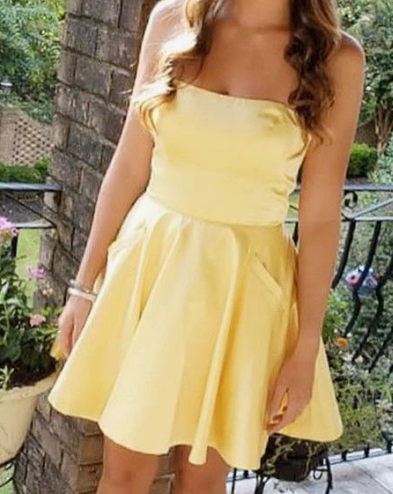 Homecoming Dresses Jamie Strapless Short Yellow 2024 Cheap CD2460