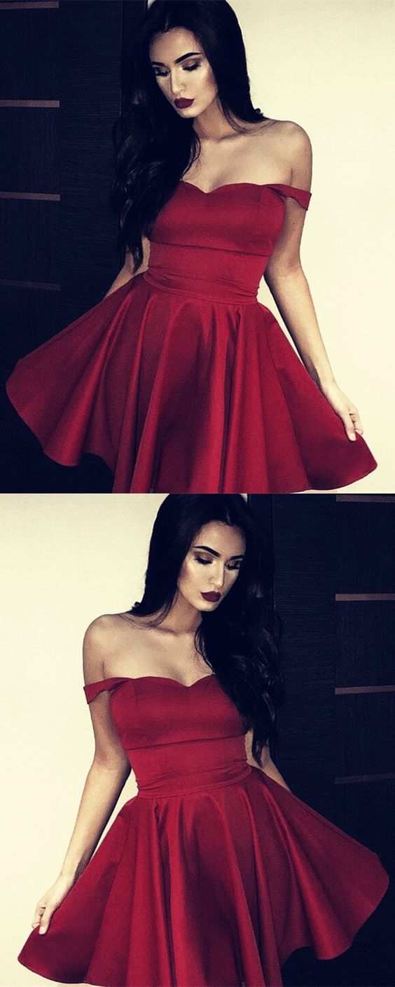 Danika Homecoming Dresses Sweetheart Off Shoulder Burgundy CD2461