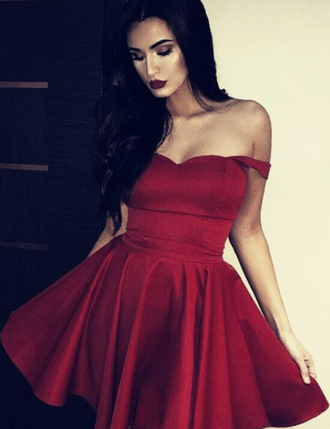 Danika Homecoming Dresses Sweetheart Off Shoulder Burgundy CD2461