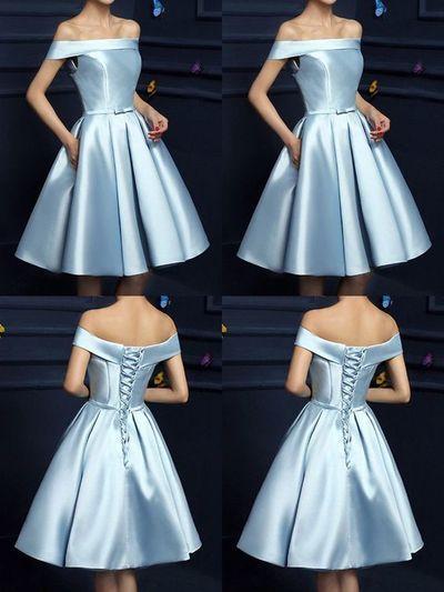 Elegant Off The Shoulder Homecoming Dresses Pamela Light Blue CD256