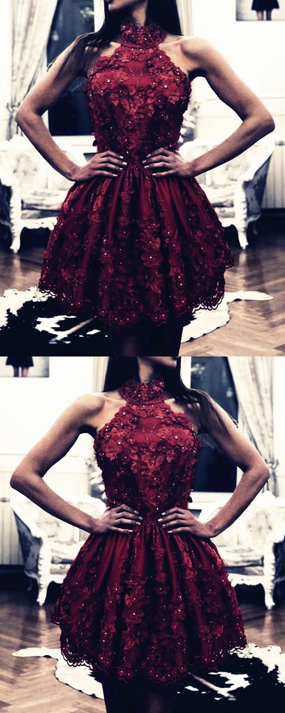 Halter Homecoming Dresses Lace Kaiya CD2726