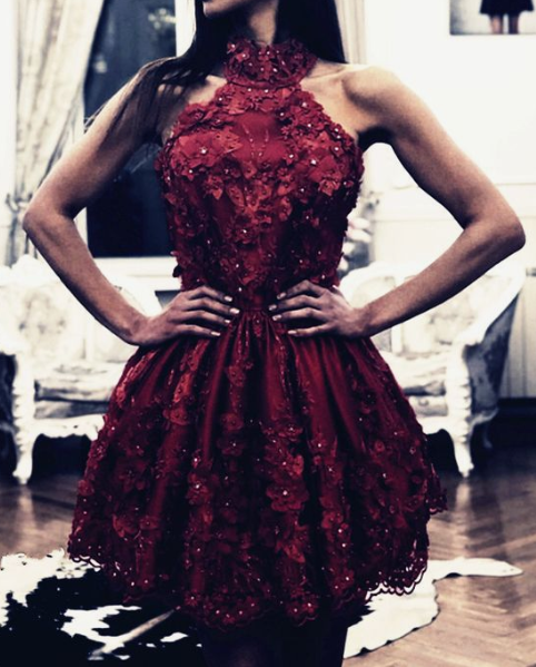 Halter Homecoming Dresses Lace Kaiya CD2726