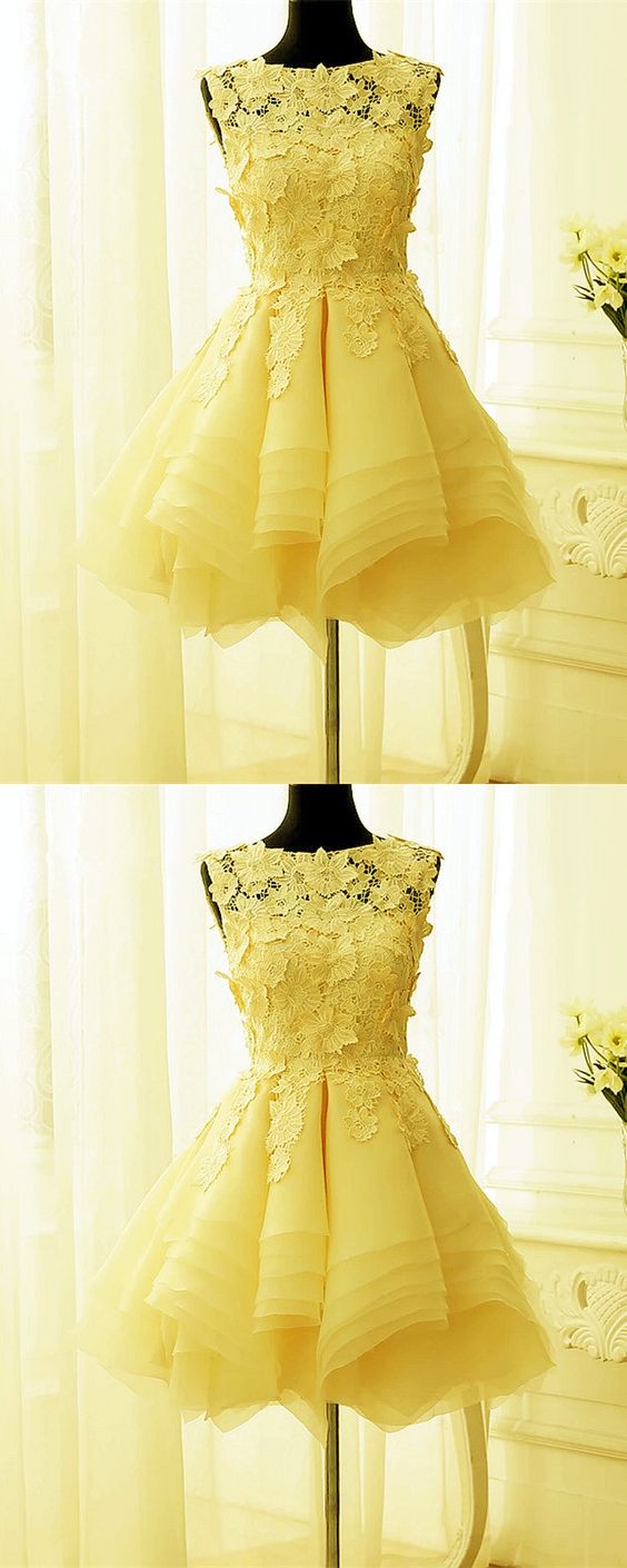 Yellow Short Dresses Semi Dania Homecoming Dresses Cocktail Formal Dresses Short Dress CD2732