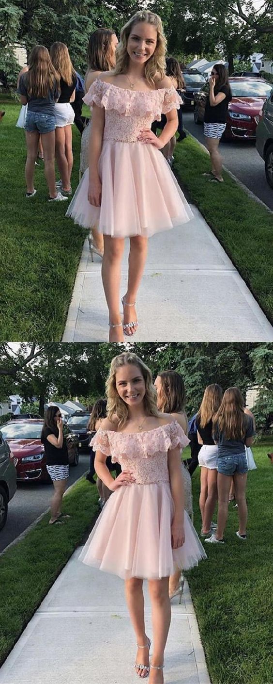 Beautiful Cute 2024 Beryl Lace Homecoming Dresses Short CD277