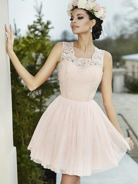 Elegant Lace Homecoming Dresses Haylie A-Line Halter Cheap Short CD281