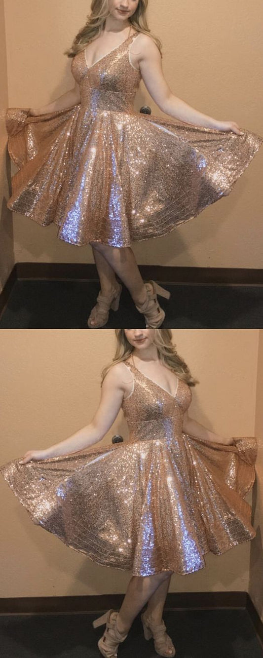 Chelsea Homecoming Dresses Gold Sequin CD2826