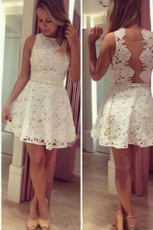 Pretty Micaela Ivory Lace Homecoming Dresses CD2877