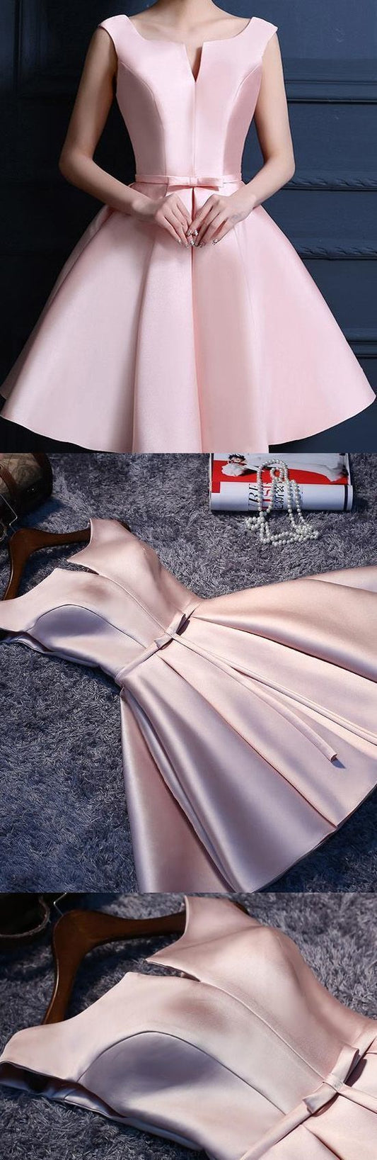 Pink Homecoming Dresses Jaylene Lace Short With Bowknot Up Mini Suitable CD297