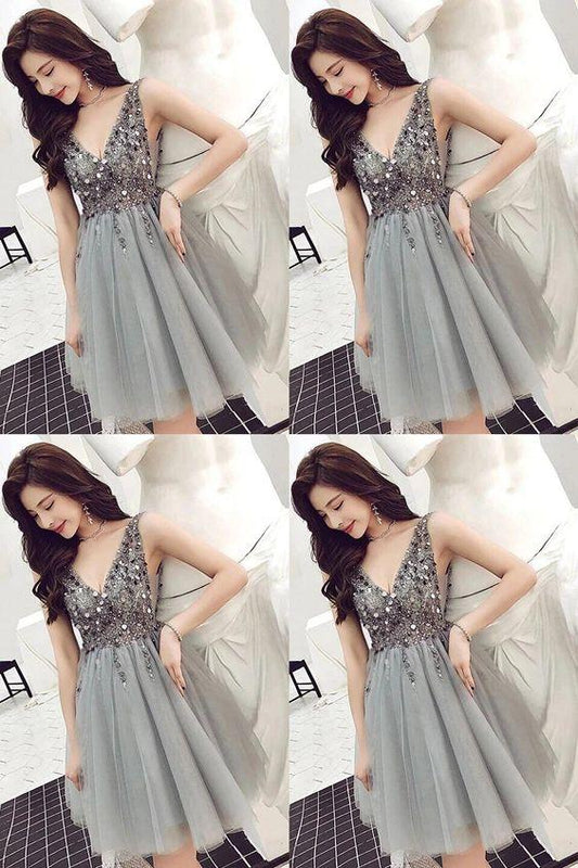 Sparkle V Neck Short Setlla Homecoming Dresses 2024 Party Dresses CD2981