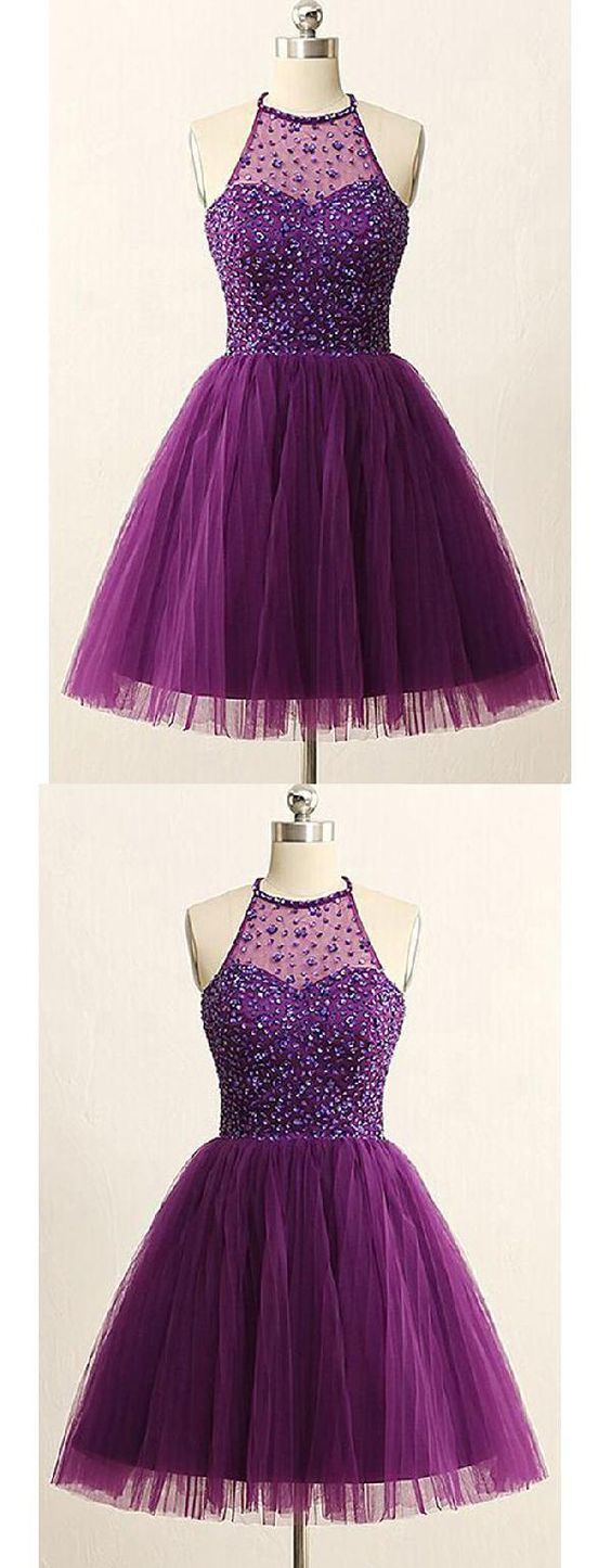 Sleeveless Short Open Homecoming Dresses Sandy Back Purple CD3186