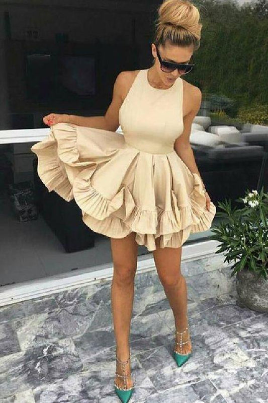 A-Line Thea Homecoming Dresses Party Dress Champagne Sleeveless CD342