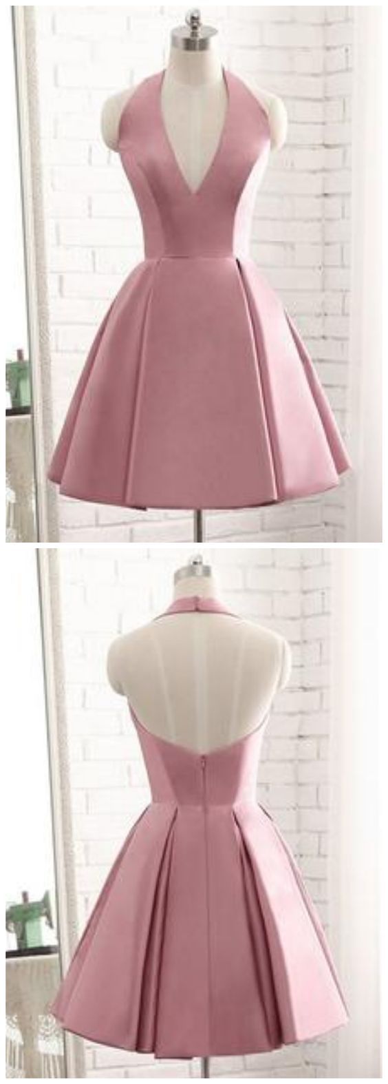 Cocktail Homecoming Dresses Annabella V Neck Sleeveless Halter Backless Dresses CD3464