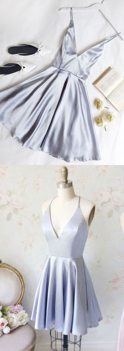 CHIC A-LINE V Kailee Homecoming Dresses NECK SHORT DRESS SIMPLE CD36