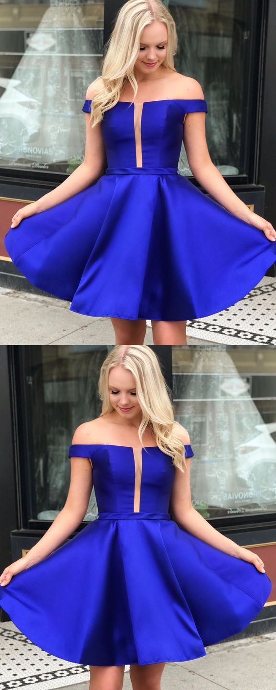 Off The Shoulder Royal Blue Homecoming Dresses Dylan Short CD3623