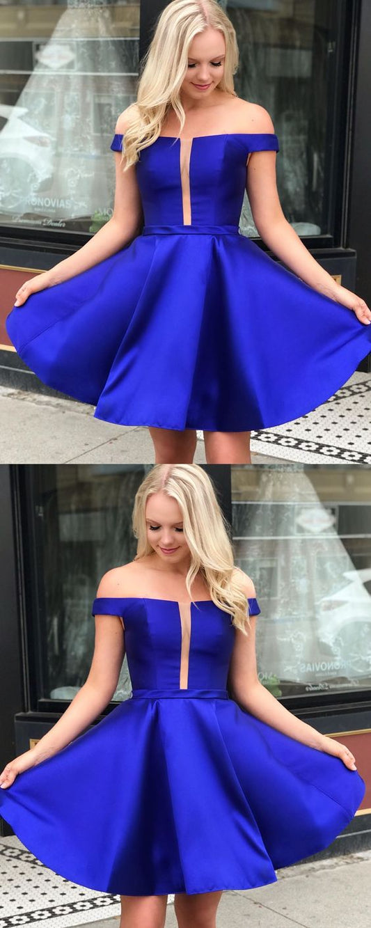 Off The Shoulder Royal Blue Homecoming Dresses Dylan Short CD3623