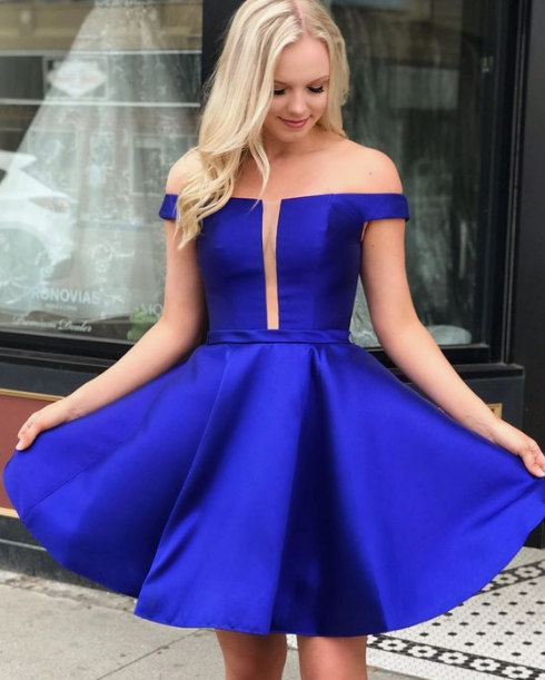 Off The Shoulder Royal Blue Homecoming Dresses Dylan Short CD3623