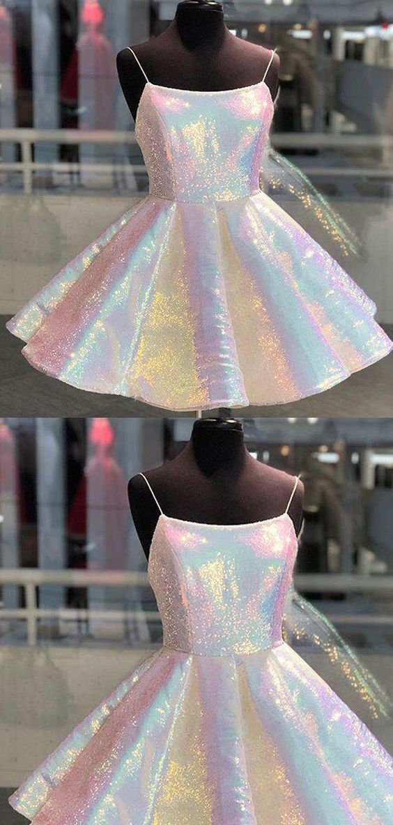 Shinny Homecoming Dresses Matilda Spaghetti Straps Short Unique Freshman CD3653