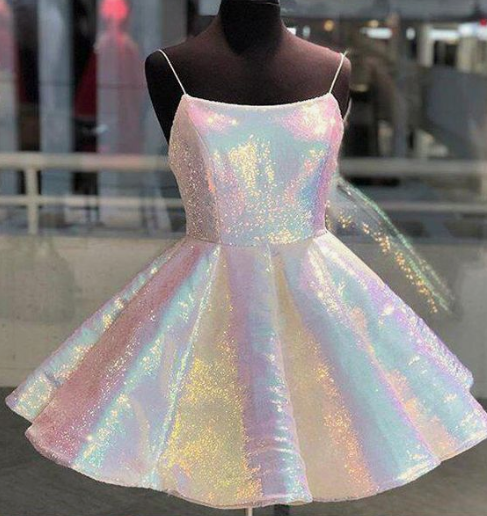 Shinny Homecoming Dresses Matilda Spaghetti Straps Short Unique Freshman CD3653