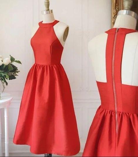 A-Line High Carlie Homecoming Dresses Neck Red CD3661