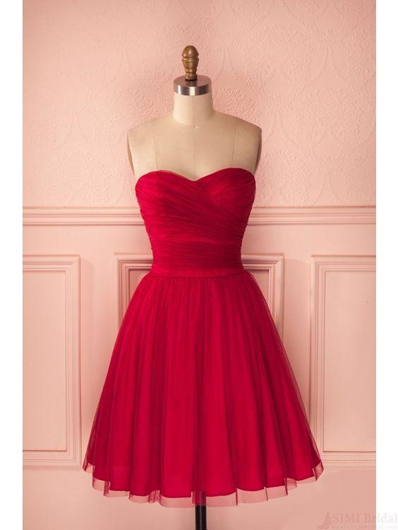 Red Sweetheart Ruches Short Akira Homecoming Dresses CD4044