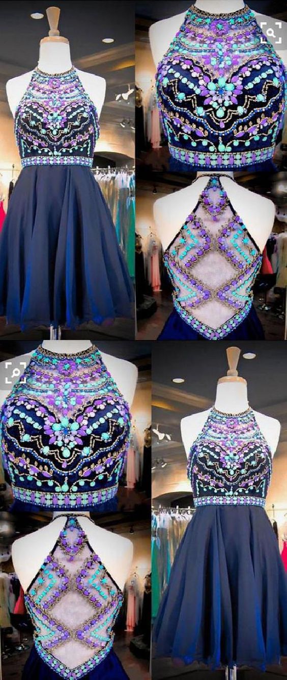 Comfortable Short Blue A-Line Beading Homecoming Dresses Brooklyn Short CD414
