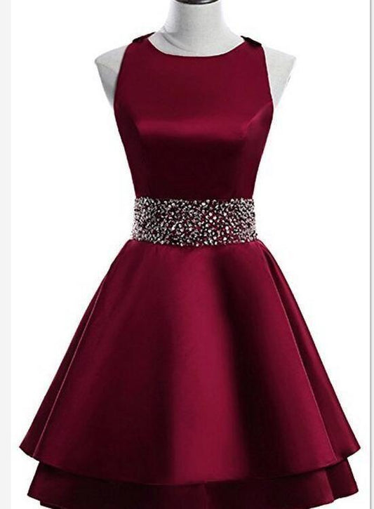 Dark Celia Satin Homecoming Dresses Red Elegant CD4494