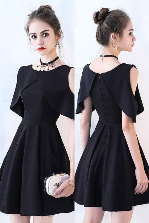 Little Black Cold Shoulder Hailey Homecoming Dresses Short CD481