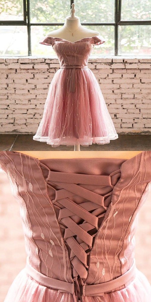 Sexy A-Line Off Homecoming Dresses Ali Shoulder Short Online Affordable CD589