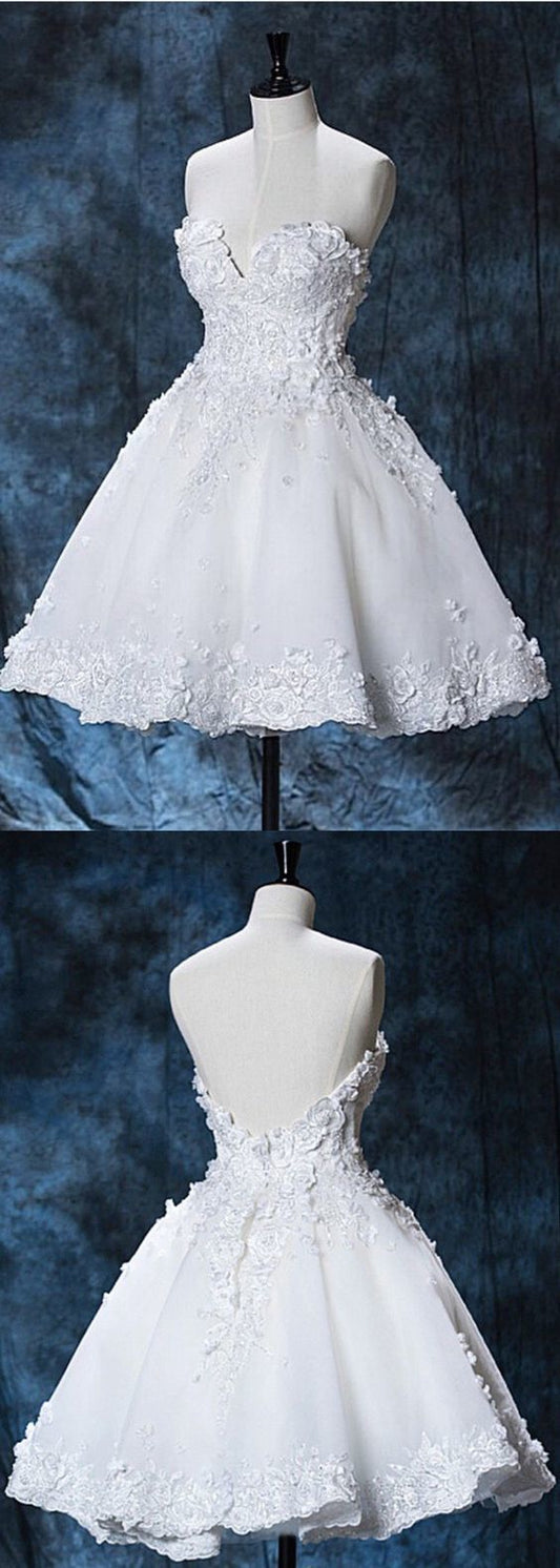 Lace Cara Homecoming Dresses Chic Sweetheart White Short CD879