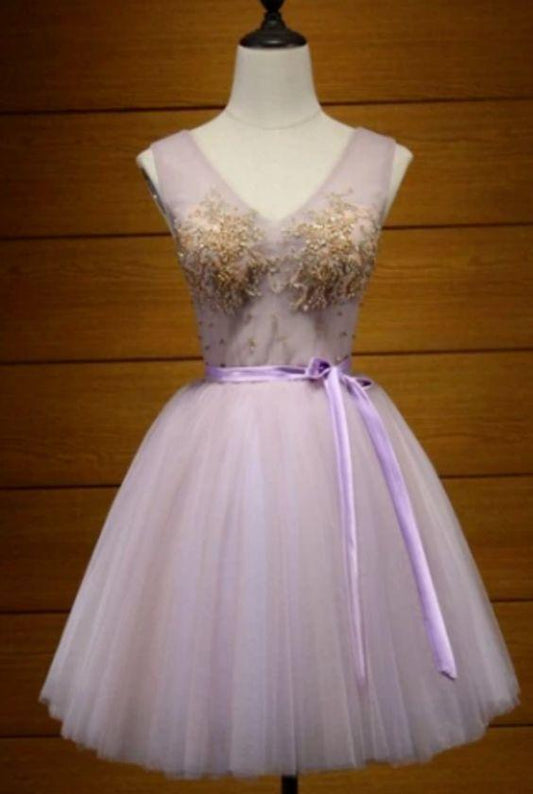 A-Line V-Neck Short/Mini Juniors Homecoming Dresses Ashlyn CD8860