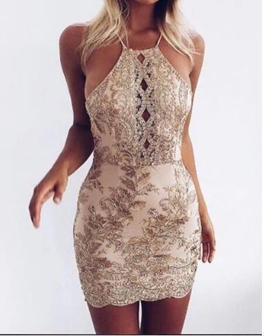 Joslyn Homecoming Dresses Sheath Halter Mini CD92