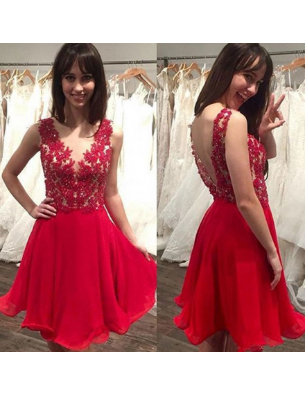 Chiffon LuLu Homecoming Dresses Appliques Graduation Dress CD9421