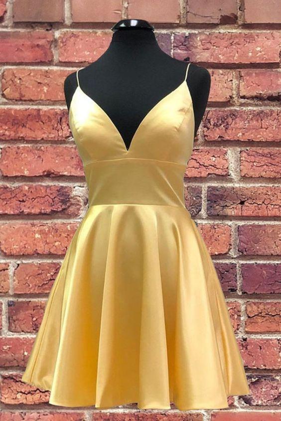 Simple Yellow With Homecoming Dresses Madeleine Straps CD9546