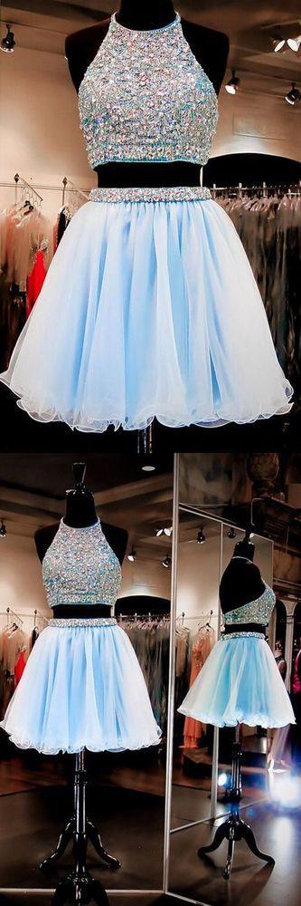 Two-Piece Maureen Homecoming Dresses Baby Blue CD9896