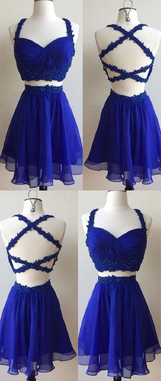 Blue Dress Cute Homecoming Dresses Tara Two Piece CD99