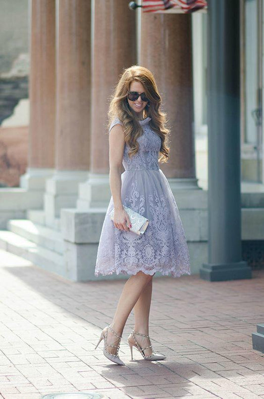 Short Sleeves Lace Homecoming Dresses Sahna CD9903