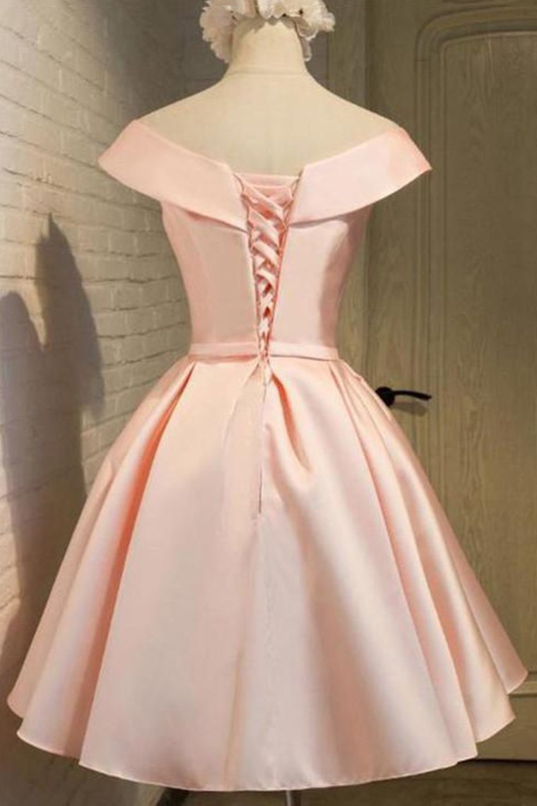 2024 Off The Shoulder A Line Homecoming Dresses Satin With Sash