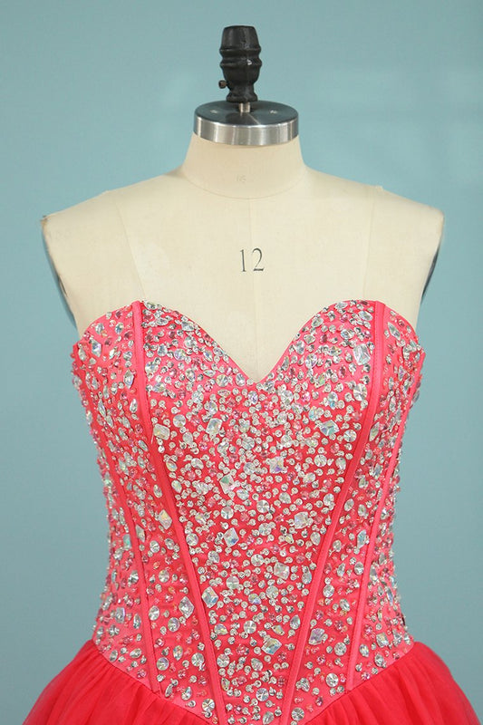 2024 Ball Gown Sweetheart Floor Length Quinceanera Dresses Beaded Bodice