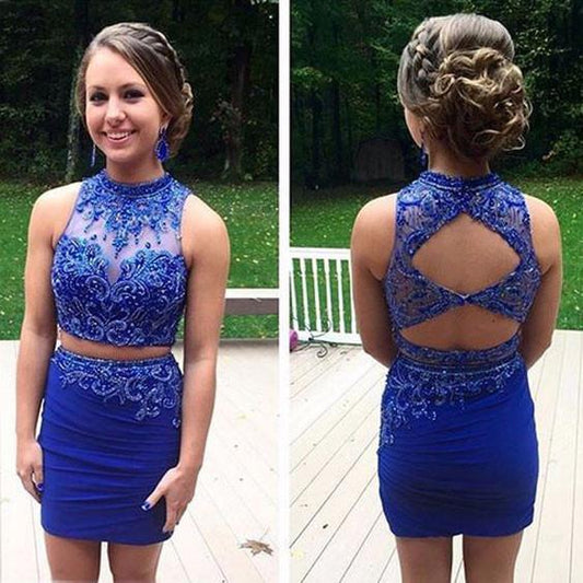 Mermaid Homecoming Dresses Two Pieces Royal Blue Homecoming Dresses RS432