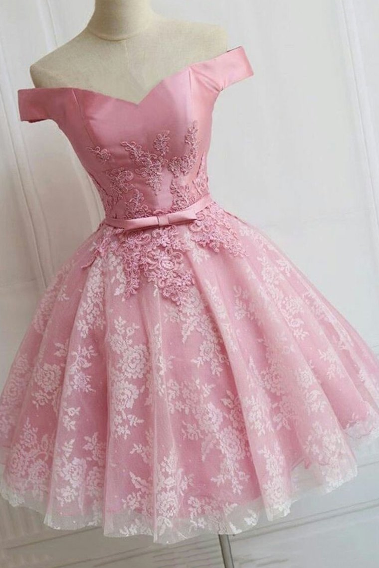 2024 Off The Shoulder Homecoming Dresses A Line Lace With Applique And Sash