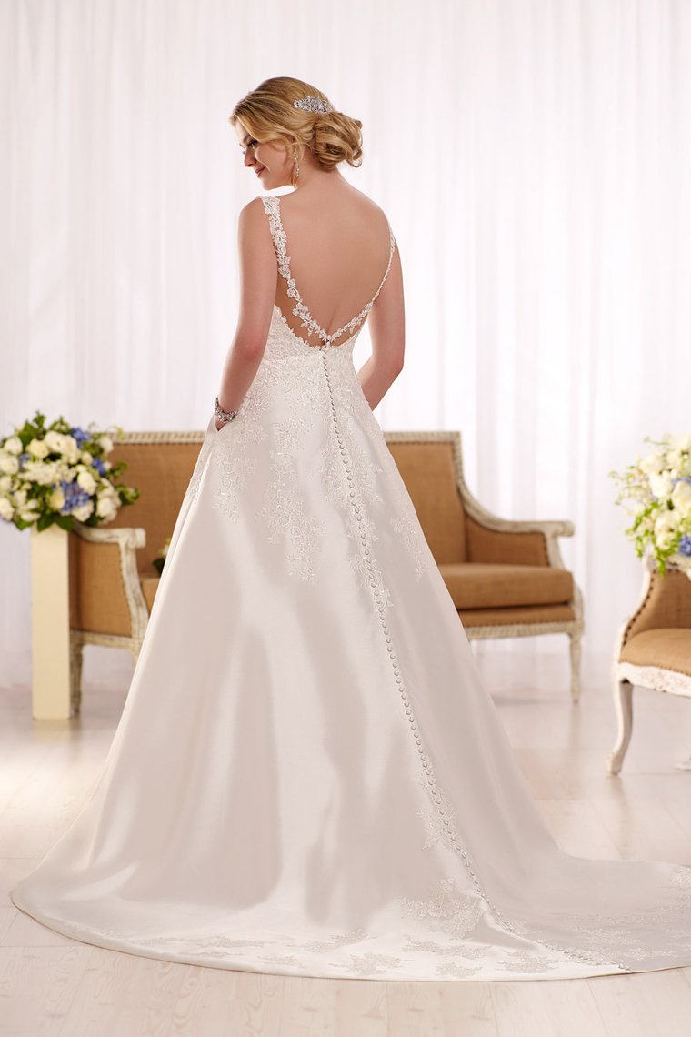 2024 New Arrival Scoop Wedding Dresses A Line With Applique Open Back