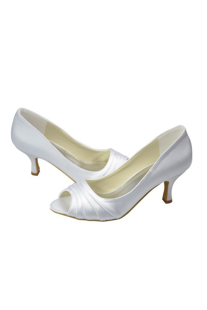 Beautiful White Peep Toe High Heel Handmade Comfy Wedding SRS11184