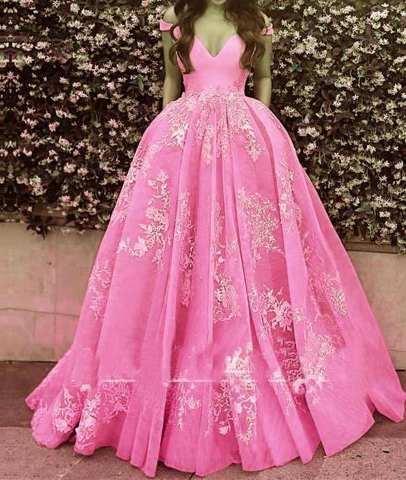 Wonderful Off-the-shoulder Ball Gown Formal Blue Lace Appliques Long Quinceanera Dresses RS119