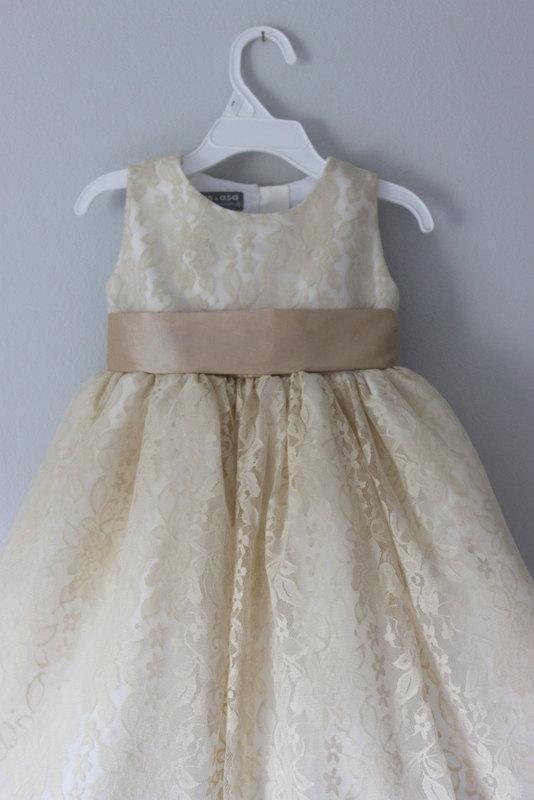 Princess A Line Lace Scoop with Bow Cheap Rustic Flower Girl Dresses RS100