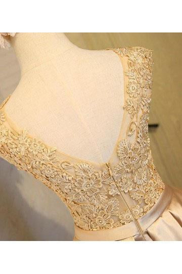 Light beads satins lace round neck homecoming dress RS384