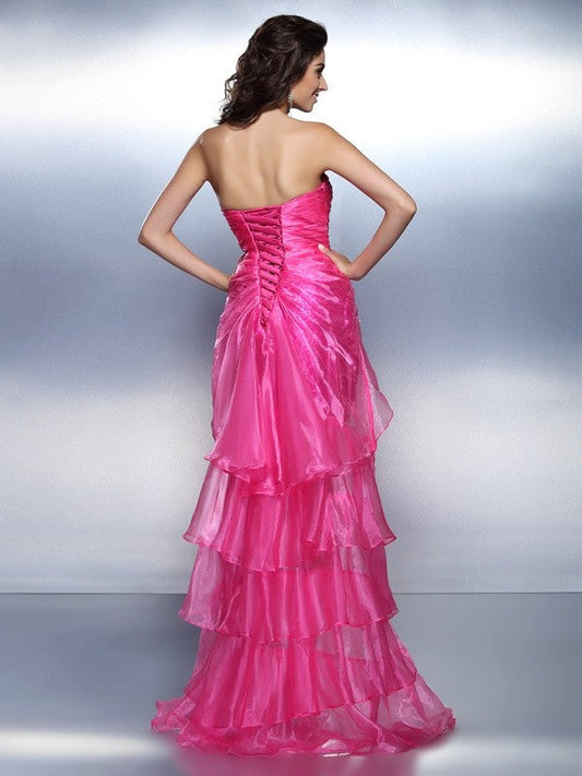 Sheath/Column Sweetheart Beading Sleeveless High Cocktail Homecoming Dresses Taylor Low Organza Dresses