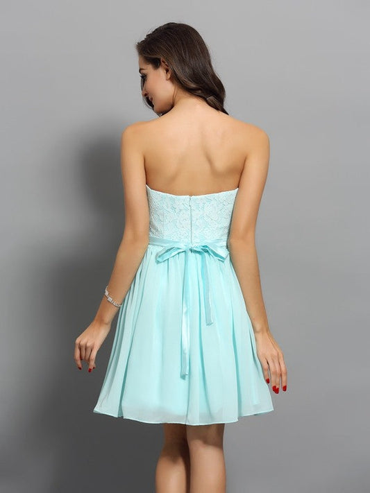 A-Line/Princess Sweetheart Beading Sleeveless Chiffon Cocktail Homecoming Dresses Nyasia Short Dresses