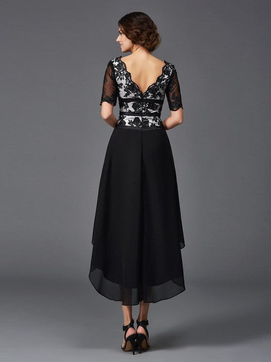 Lace Alexa Homecoming Dresses Chiffon A-Line/Princess V-Neck 1/2 Sleeves High Low Dresses